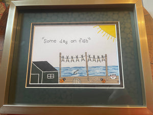 Some day on fish hand painted picture frame