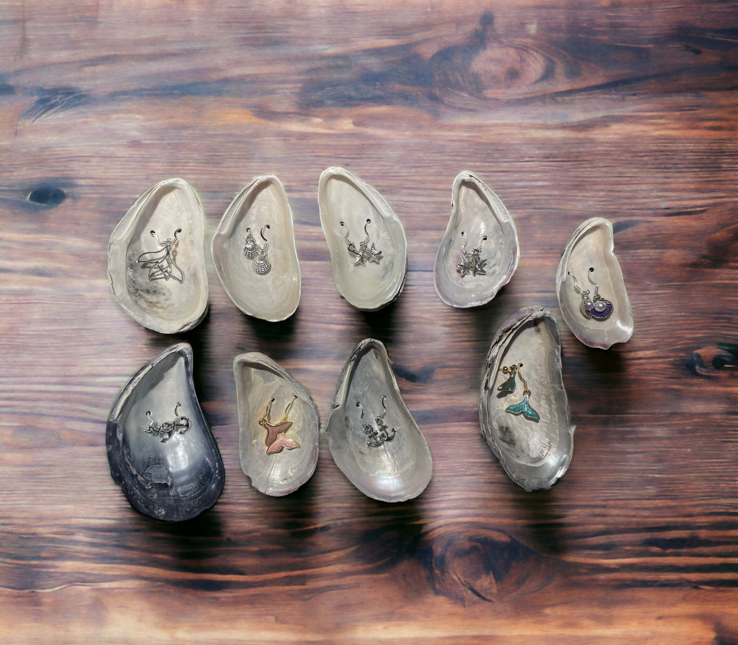 Whale Tail Earrings in Mussel Shell