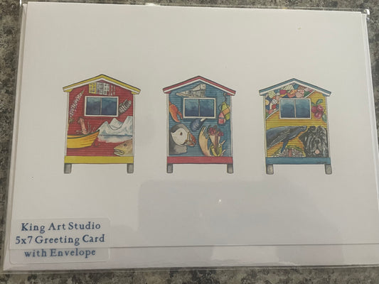 3 Huts 5x7 Greeting Card- King Art Studio