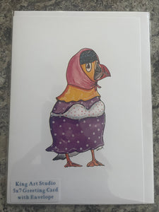 Grandma Puffin Mummer 5x7 Greeting Card- King Art Studio