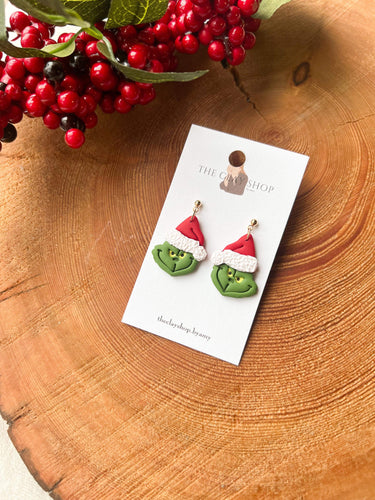 Handmade Grinch Dangles - Clay by Amy