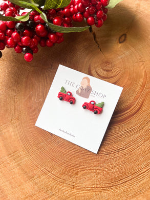 Handmade Red Truck Studs - Clay by Amy