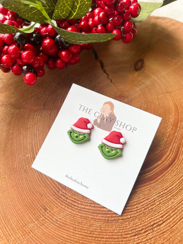 Handmade Grinch Studs - Clay by Amy