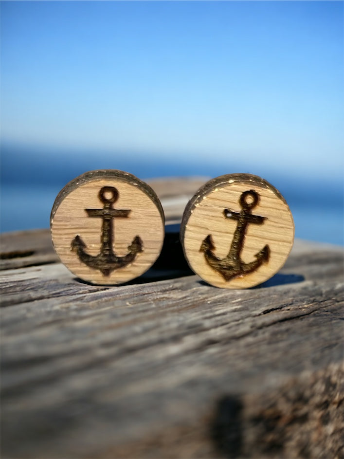 WHOLESALE Wooden Anchor Earrings