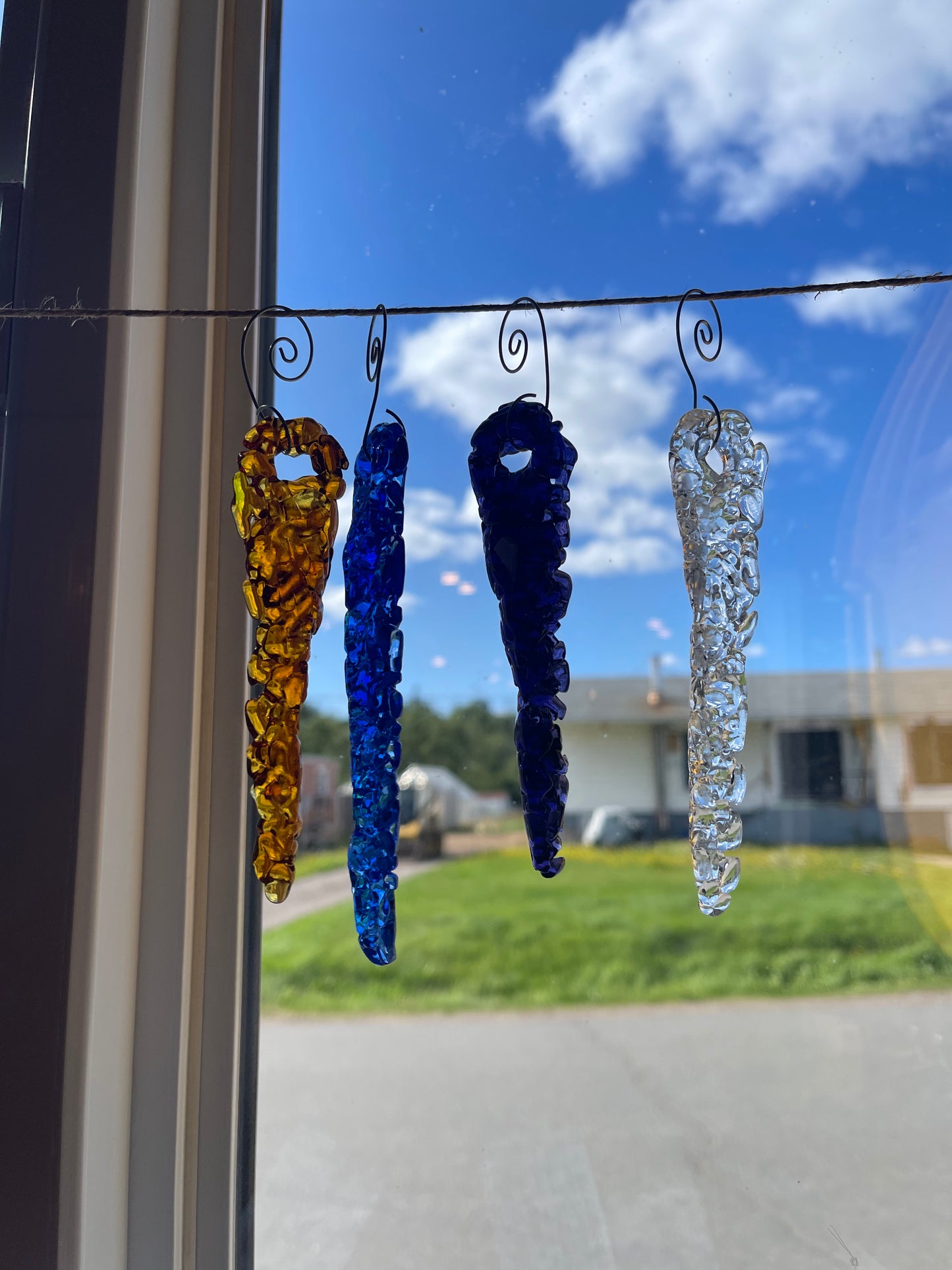 Fused Glass Rock Candy icicle ornament