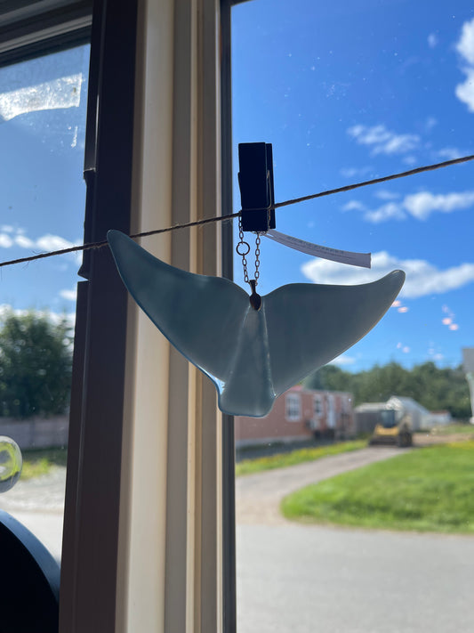 Glass whale tail suncatcher