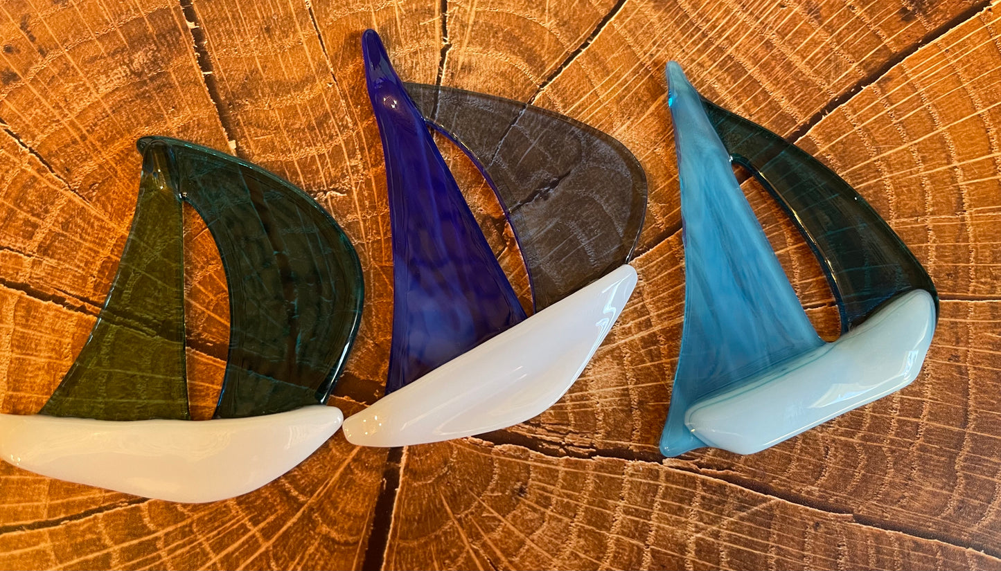 Fused Glass Sailboat Suncatcher