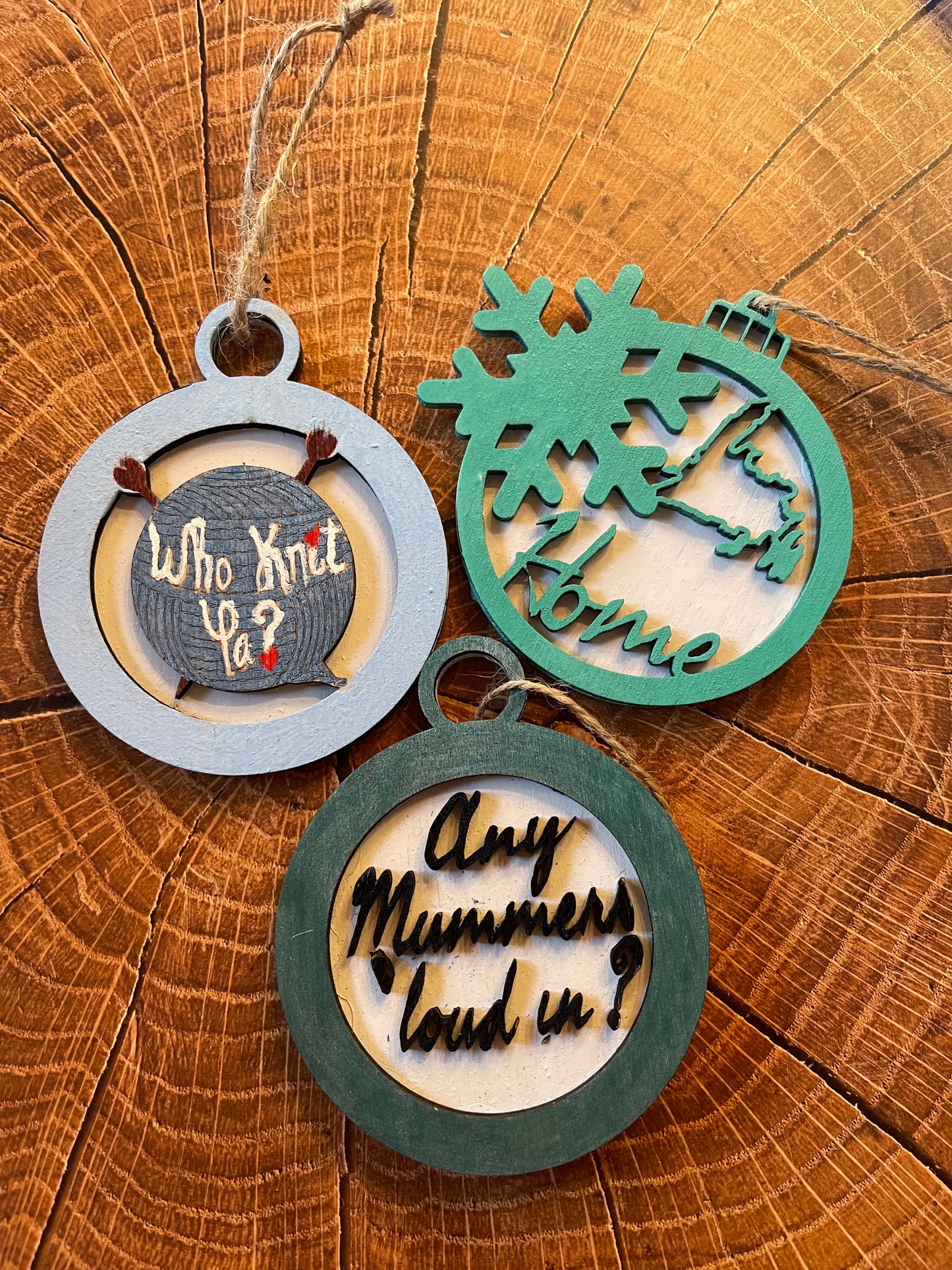 Wooden NL phrase ornaments