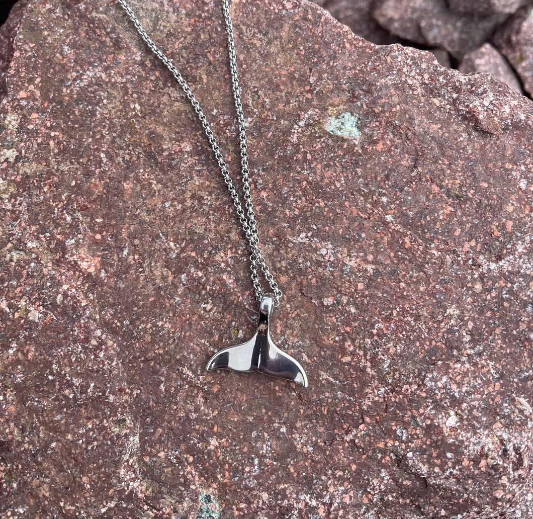 Large Stainless Steel Whale Tail Necklace