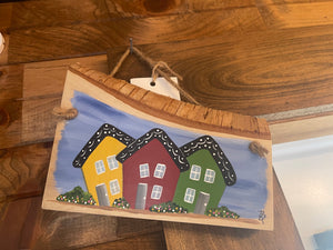 Whimsical Rowhouse and Mummer Wall Hangings - Handmade!
