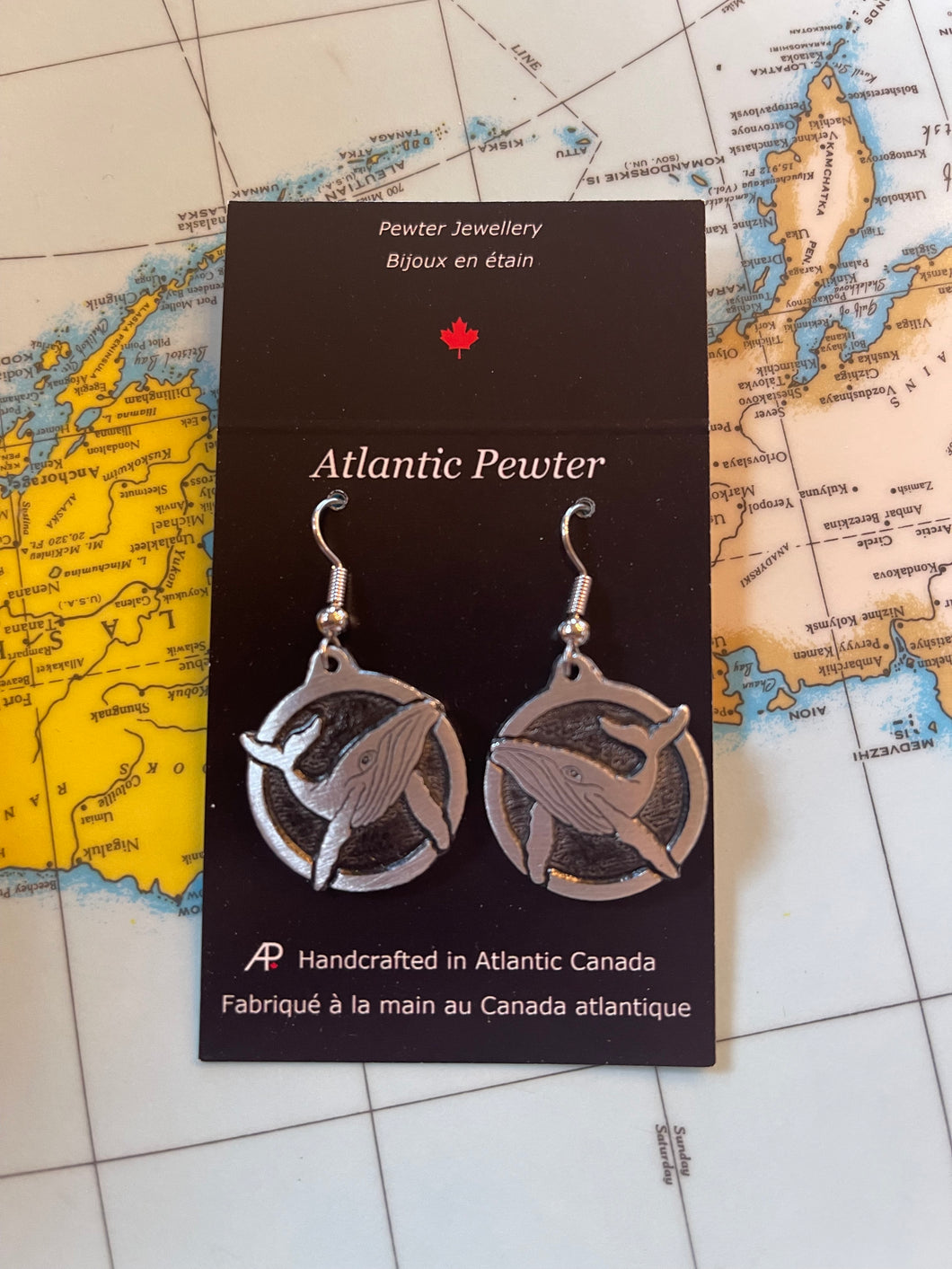 Pewter whale necklace & earrings