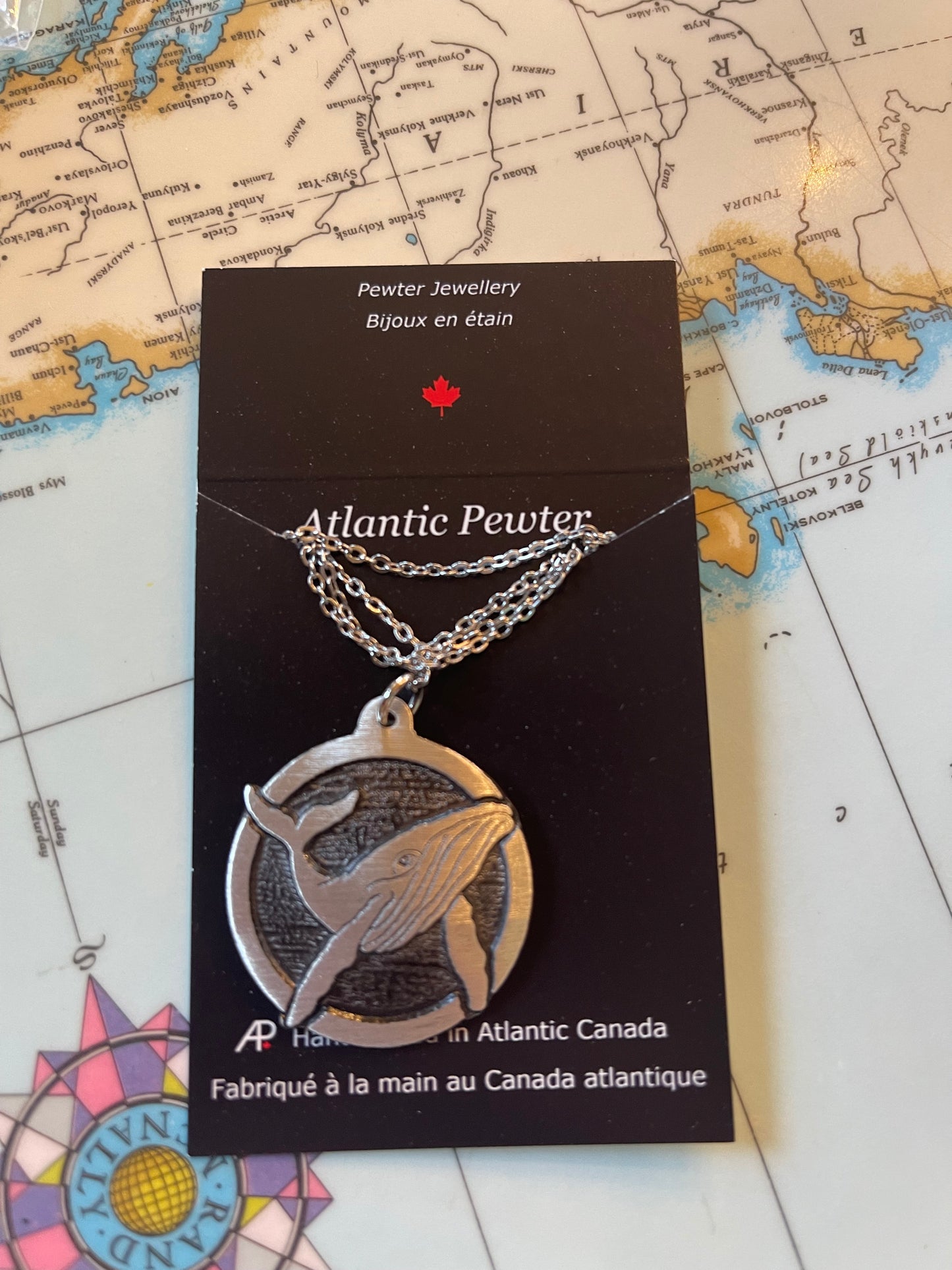 Pewter whale necklace & earrings