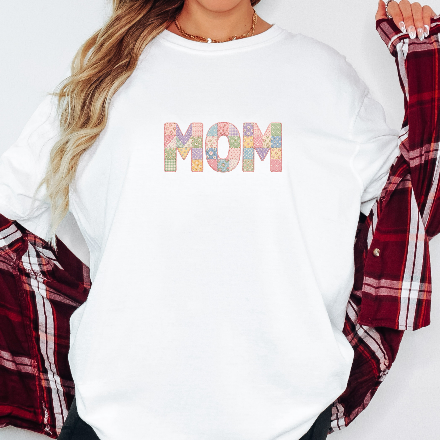 Faux Patchwork NANA OR MOM T-shirts