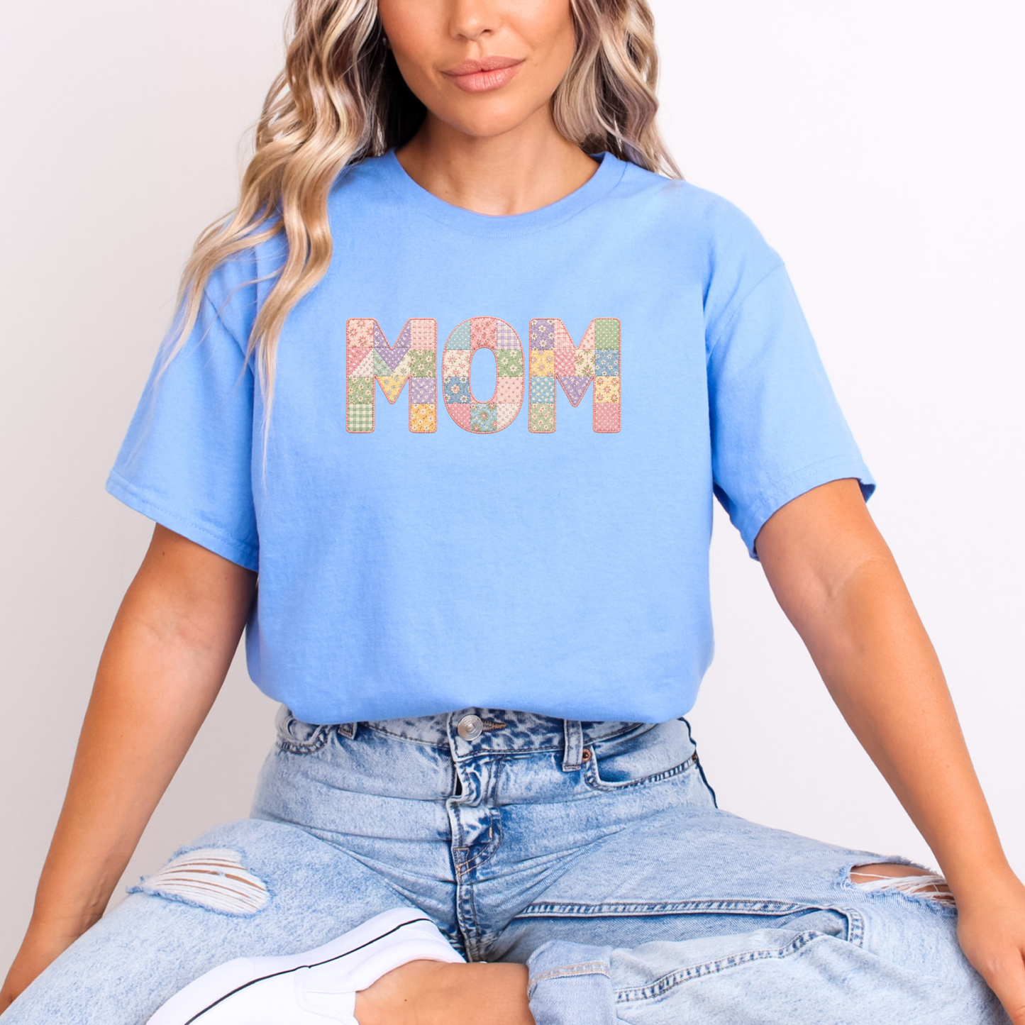 Faux Patchwork NANA OR MOM T-shirts