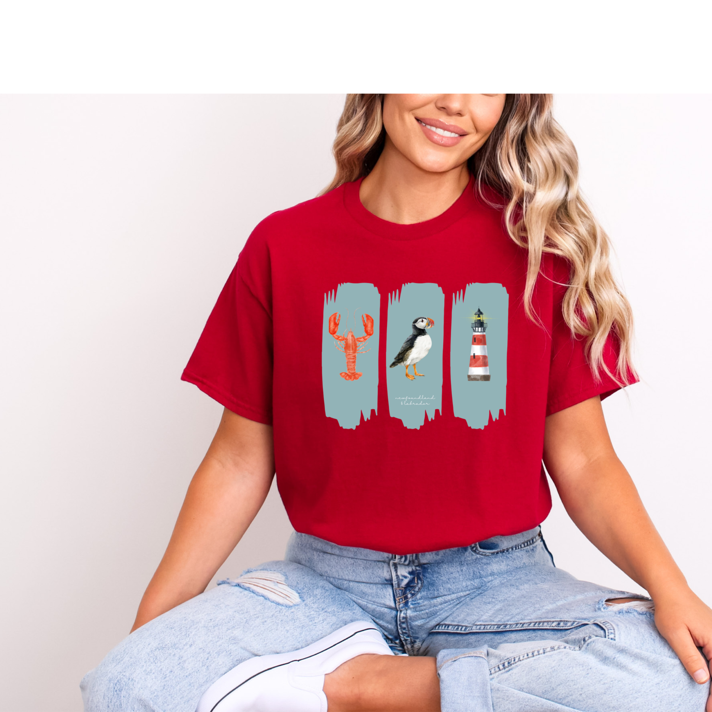 Splash Lobster Puffin Lighthouse Newfoundland T-shirts