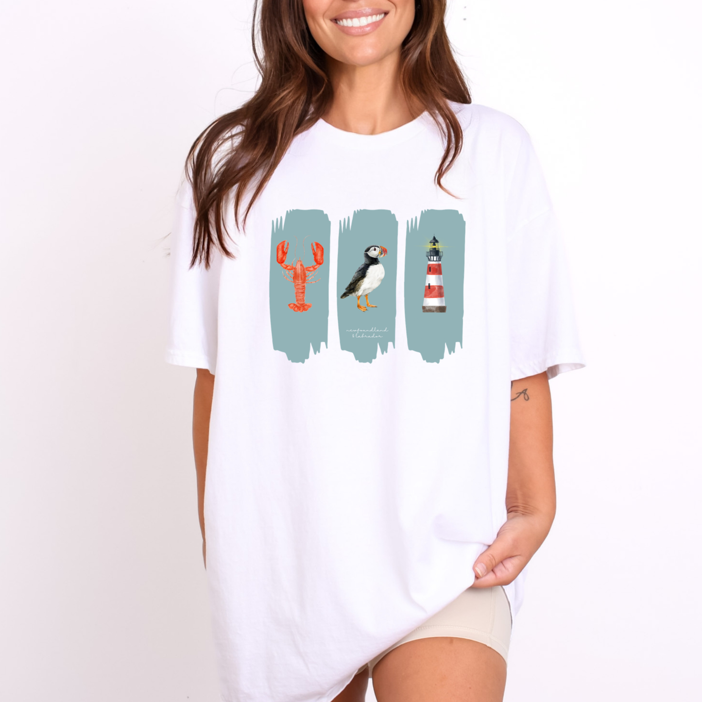 Splash Lobster Puffin Lighthouse Newfoundland T-shirts