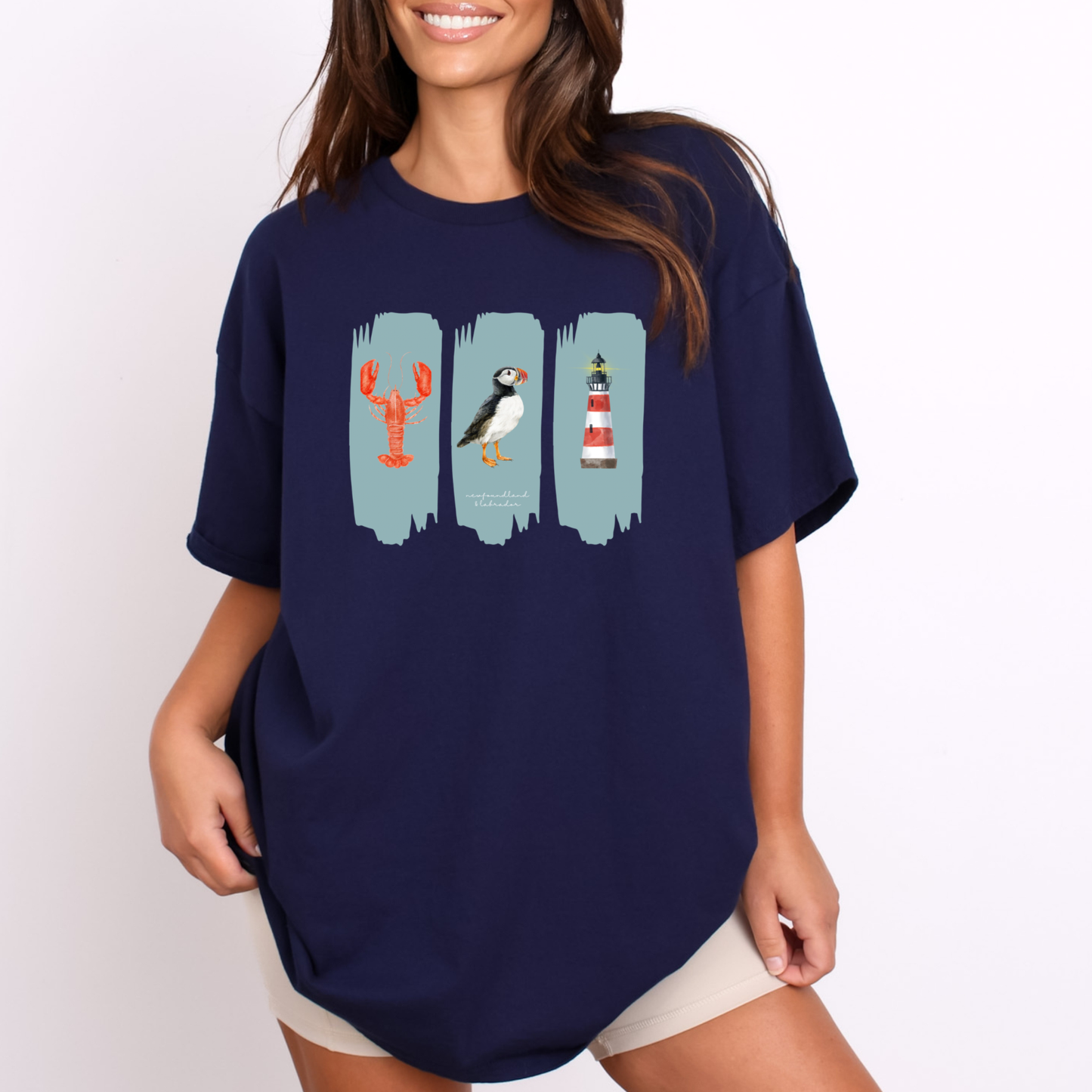 Splash Lobster Puffin Lighthouse Newfoundland T-shirts