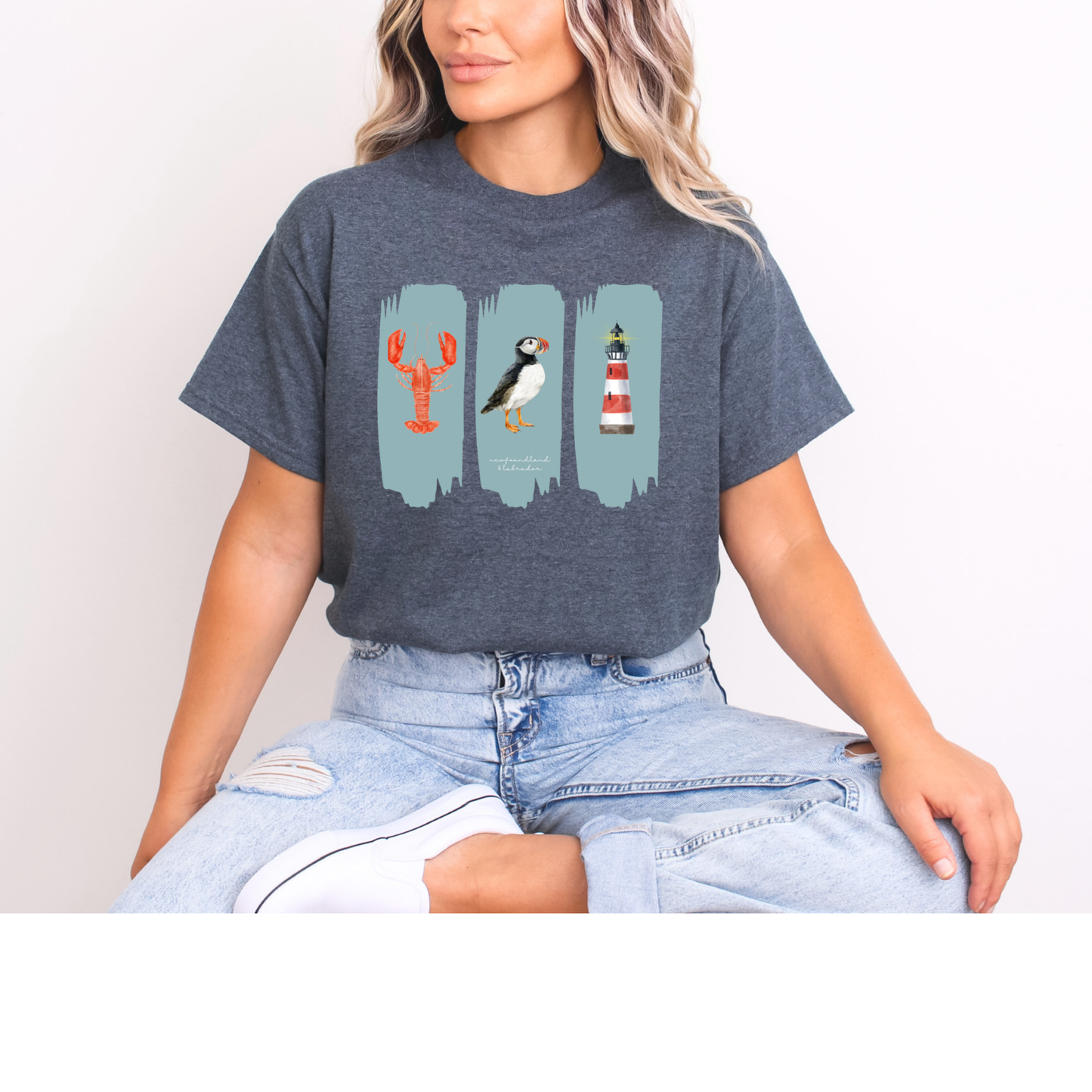 Splash Lobster Puffin Lighthouse Newfoundland T-shirts