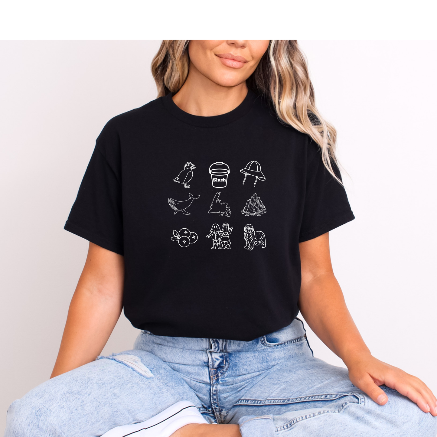 Newfoundland Favorites White Outline T-shirts