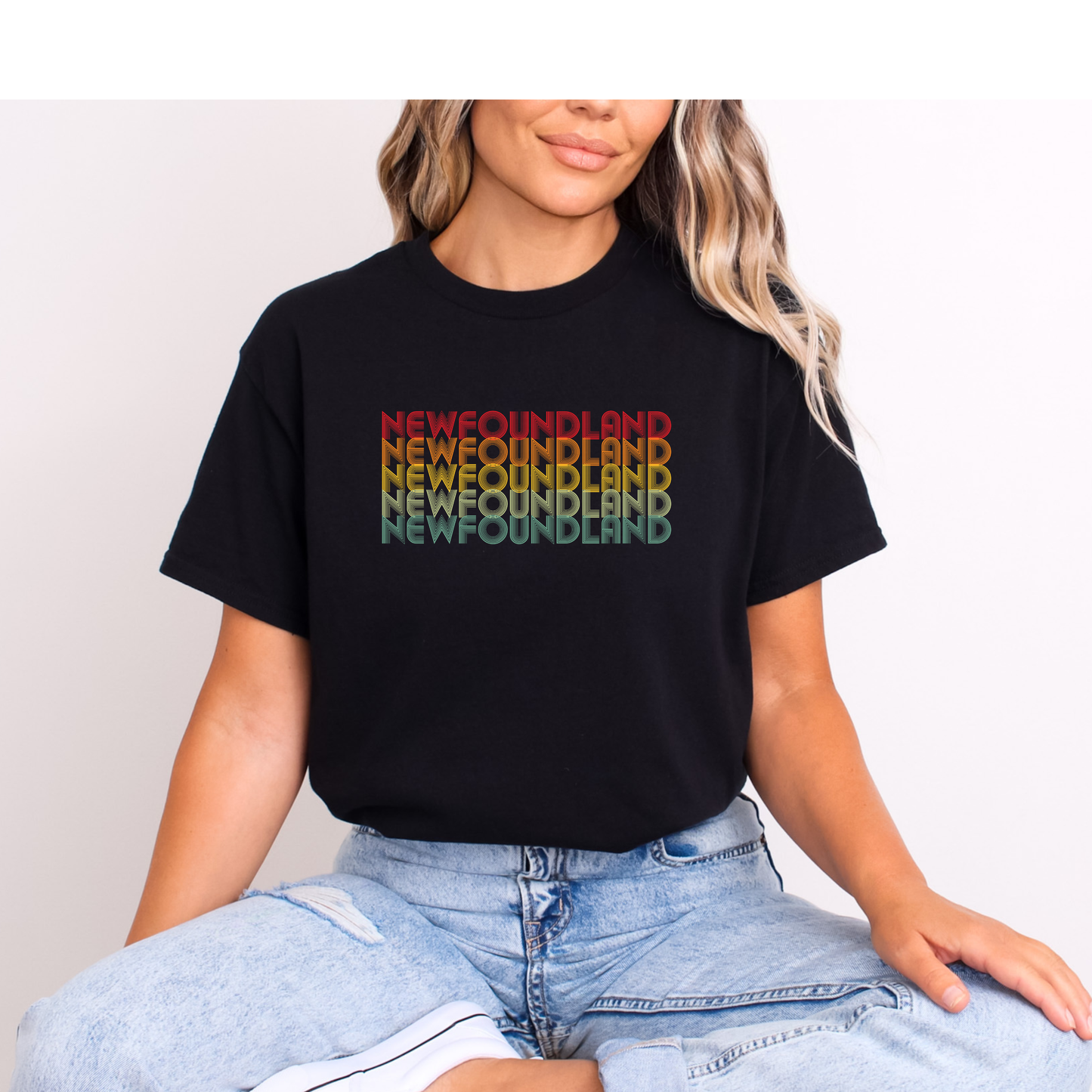 Retro Rainbow Newfoundland T-shirts