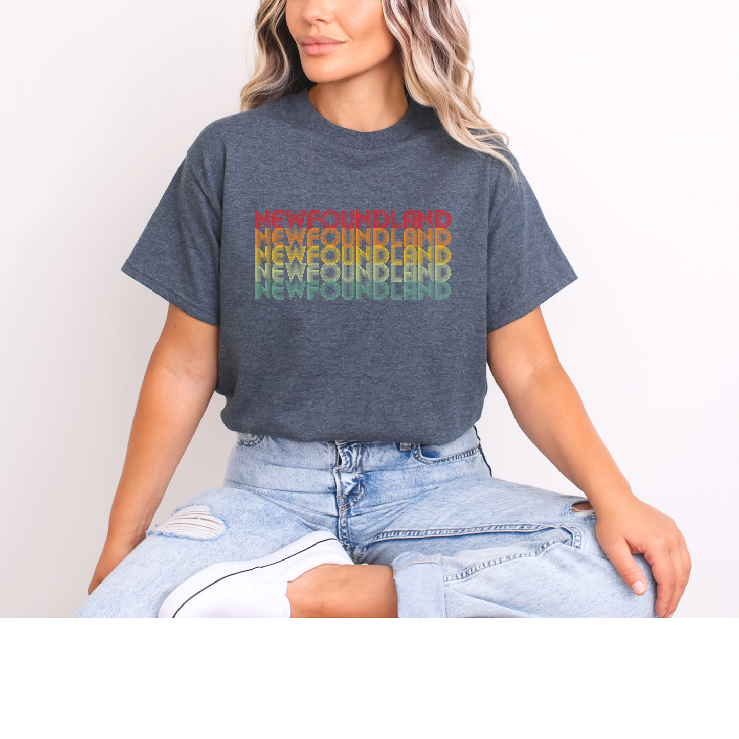 Retro Rainbow Newfoundland T-shirts