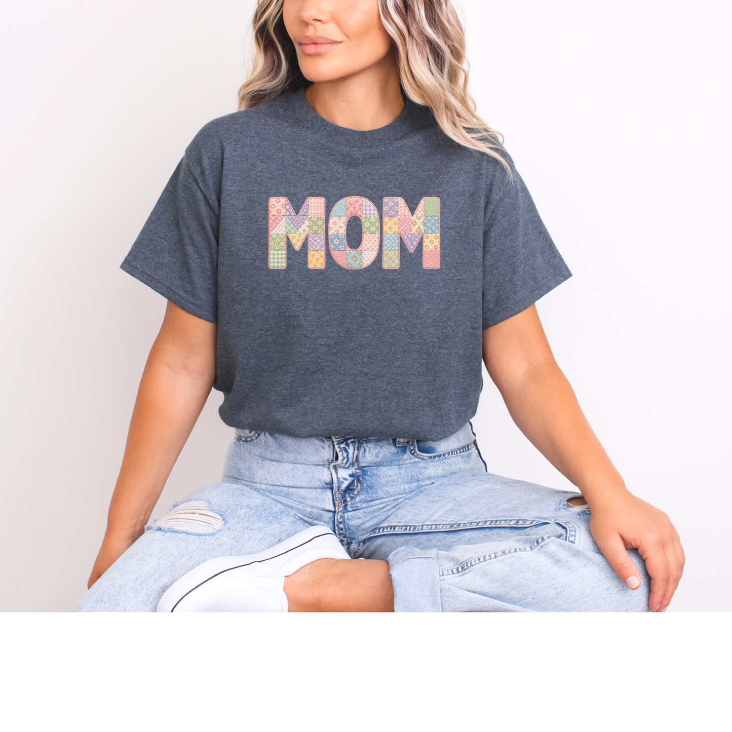 Faux Patchwork NANA OR MOM T-shirts