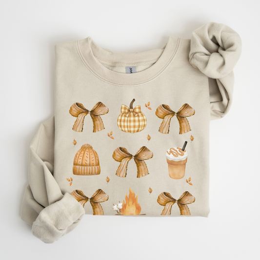 NEW FOR FALL! Grid Fall Bow Sweatshirt Crewneck