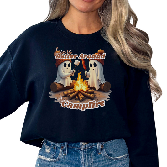 NEW FOR FALL Ghost Life is Better around the Campfire Sweatshirt Crewneck