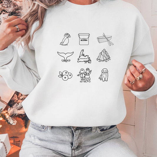 Newfoundland Favorites Black Outline Crewneck Sweatshirts