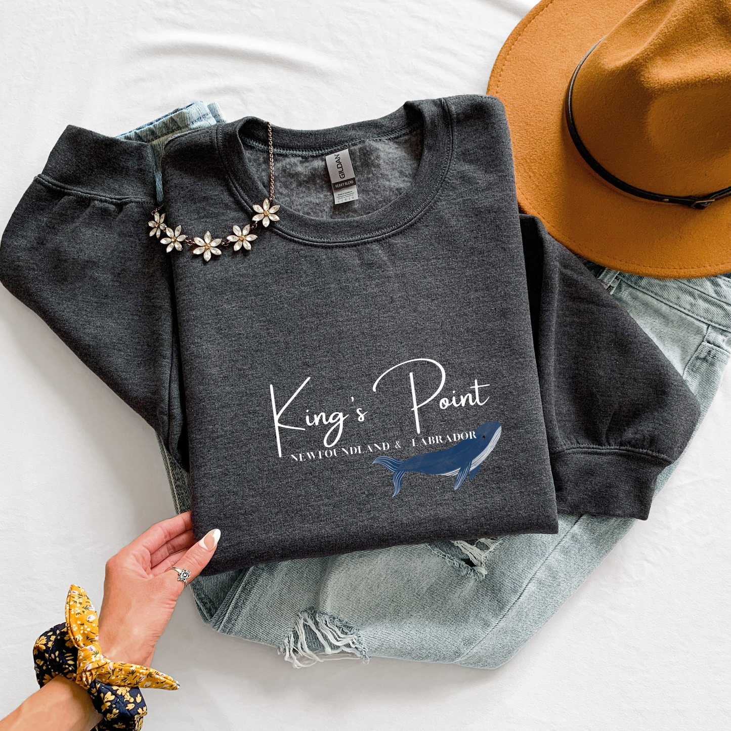 Custom "Your Town/City" Crewneck Sweatshirts - Map, Puffin, Iceberg, Anchor & Whale