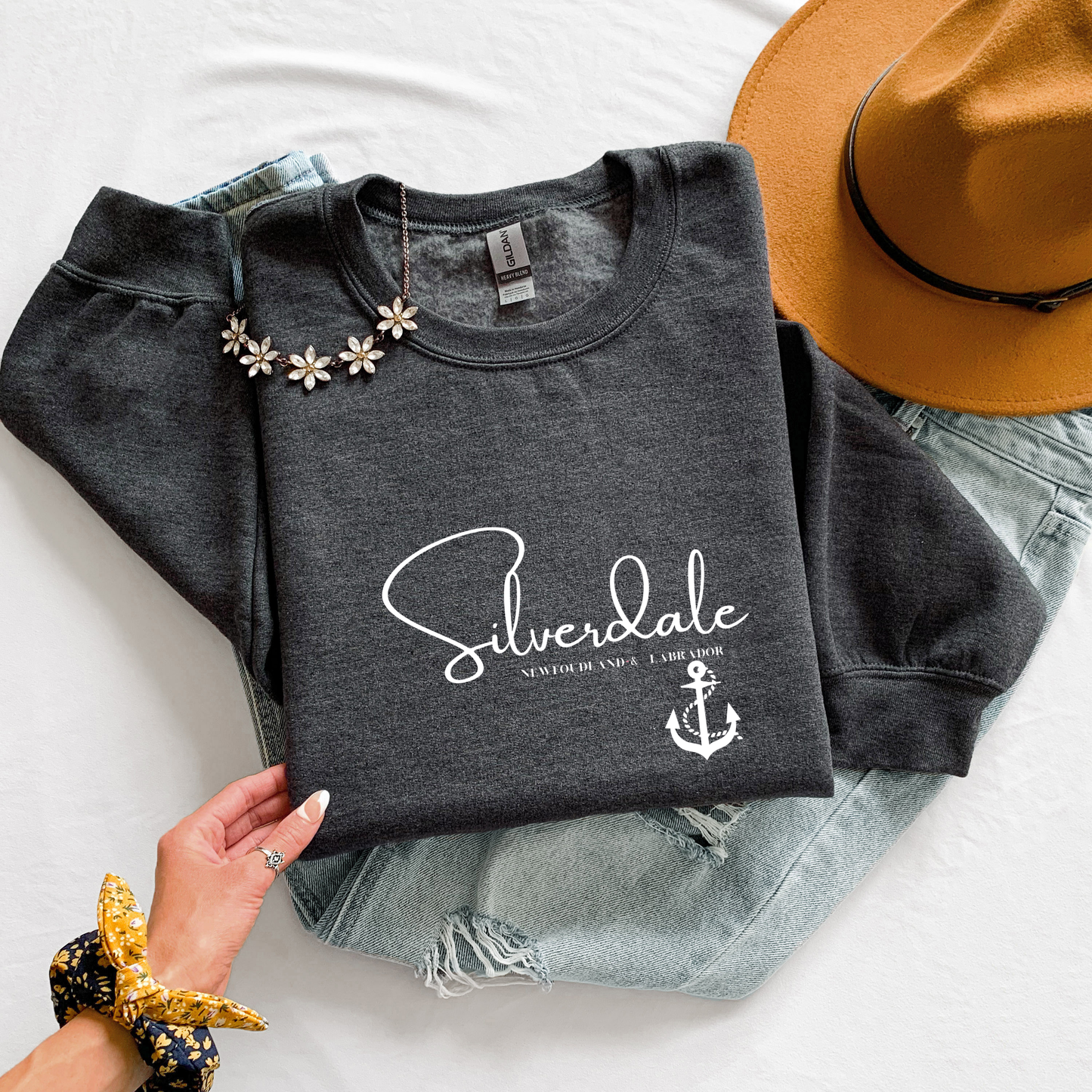 Custom "Your Town/City" Crewneck Sweatshirts - Map, Puffin, Iceberg, Anchor & Whale