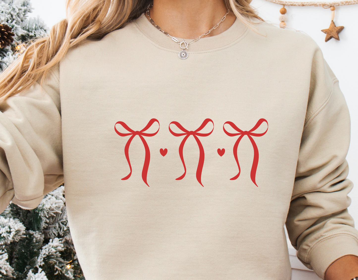 Embroidered Red Bows Sweatshirt