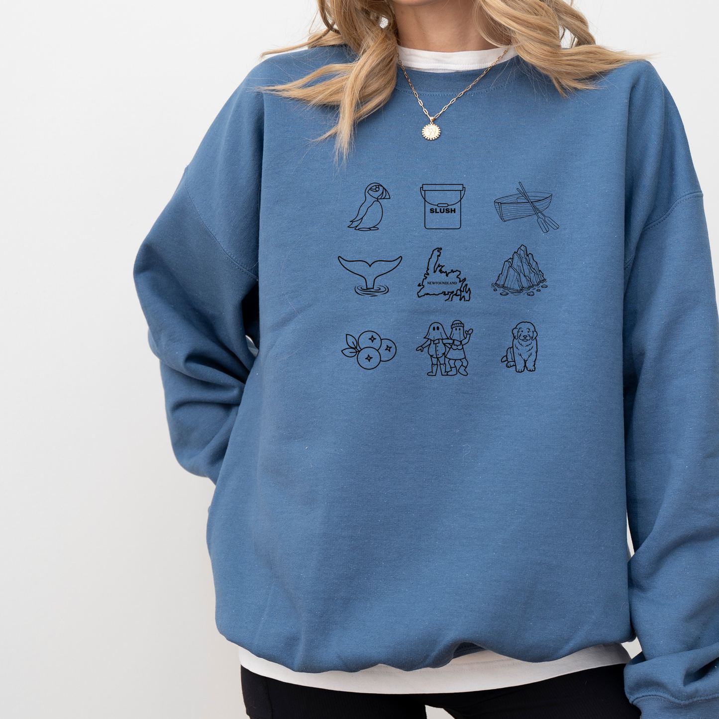 Newfoundland Favorites Black Outline Crewneck Sweatshirts