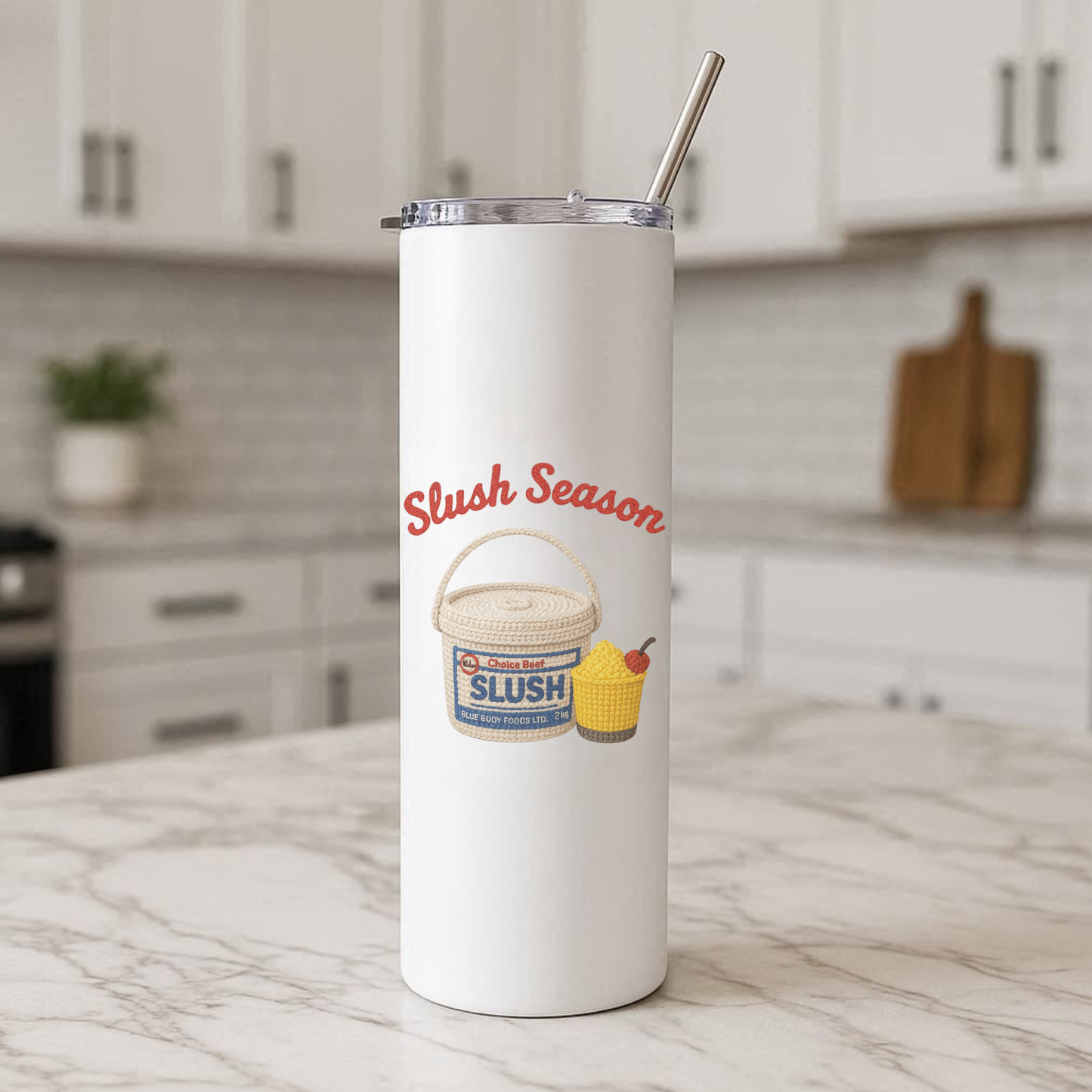 Slush Season Faux Crochet Stainless Steel Tumbler