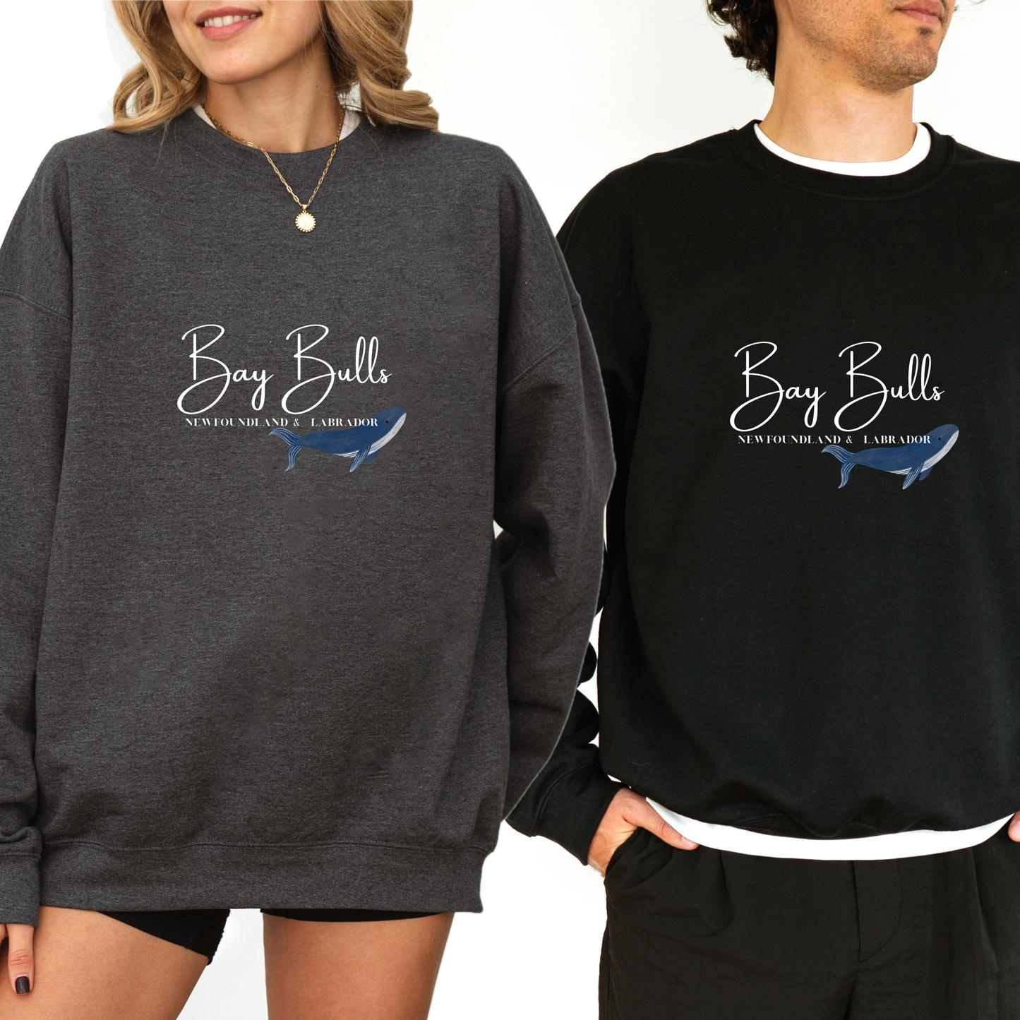 Custom "Your Town/City" Crewneck Sweatshirts - Map, Puffin, Iceberg, Anchor & Whale