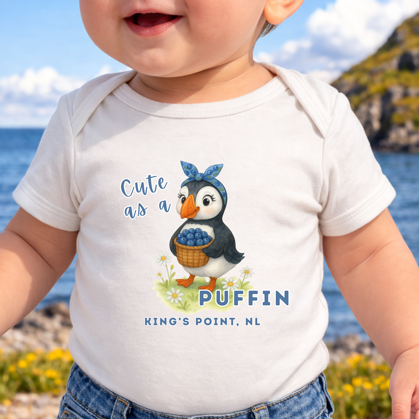 Cute as a Puffin Blueberry Baby Onesie NB - 24M