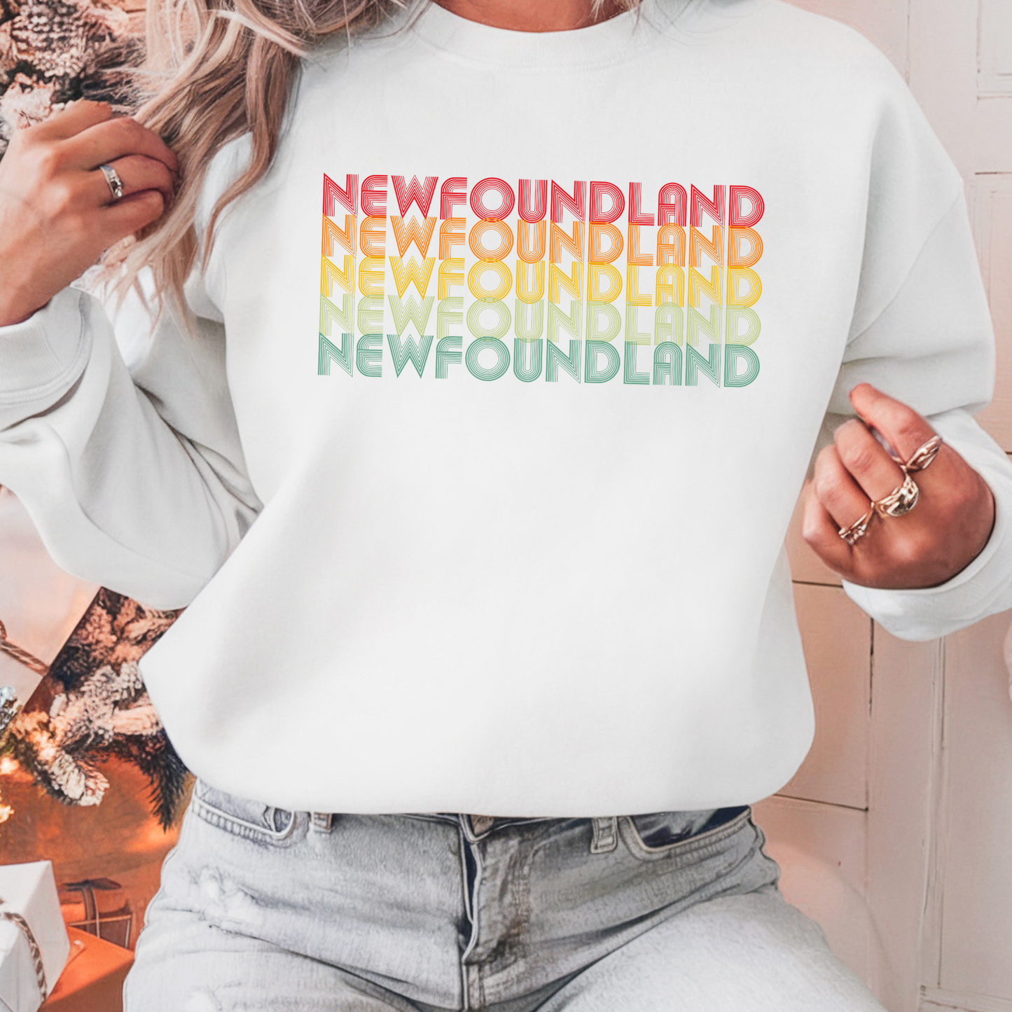 Retro Rainbow Newfoundland Sweatshirts