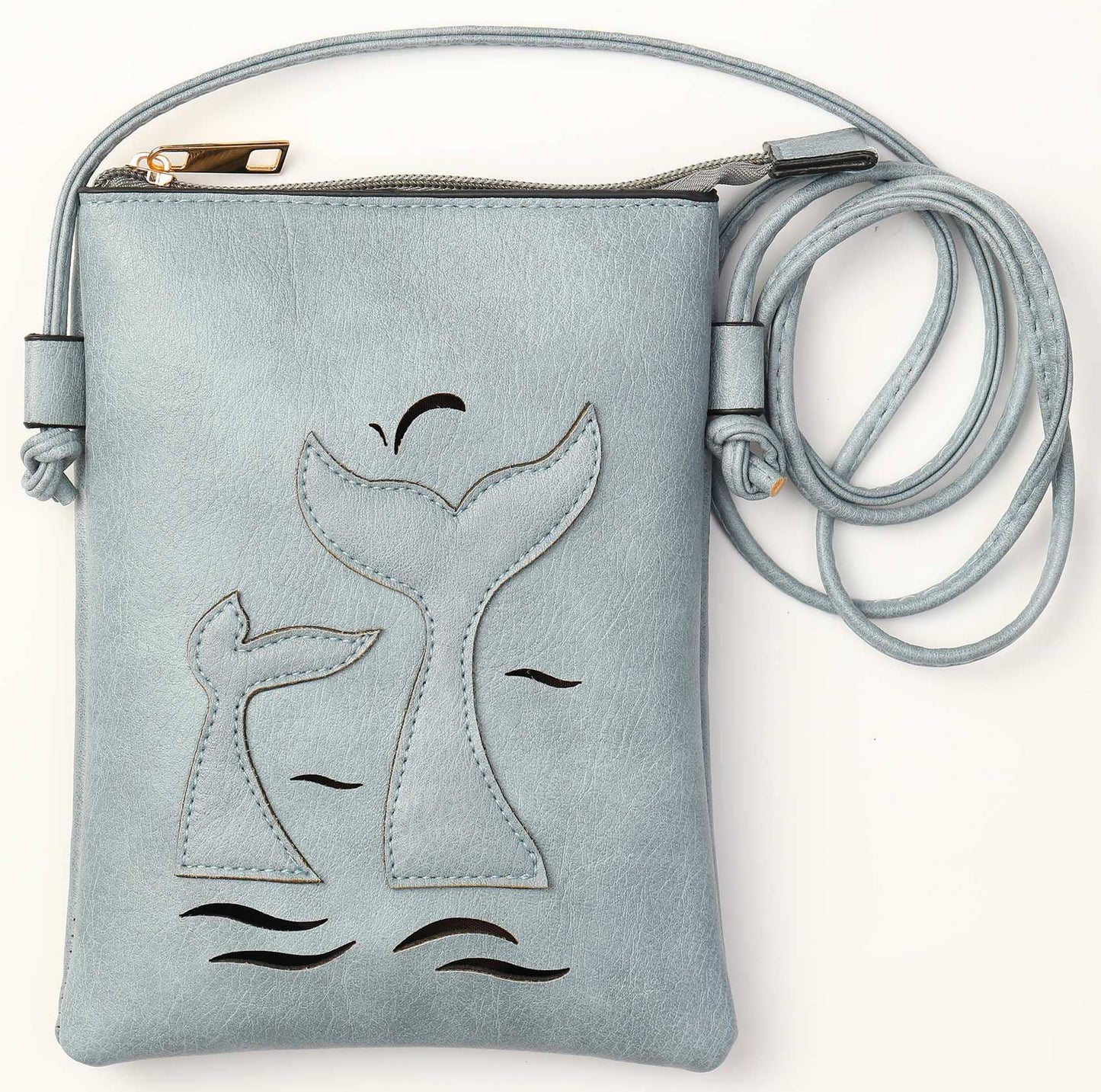 Whale Tail Lacer cut crossbody cellphone bag - Blue