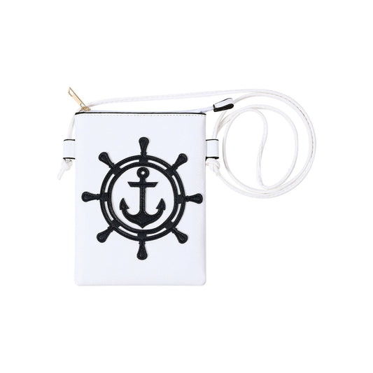 Laser Cut Crossbody Cellphone Bag - Ship's Wheel