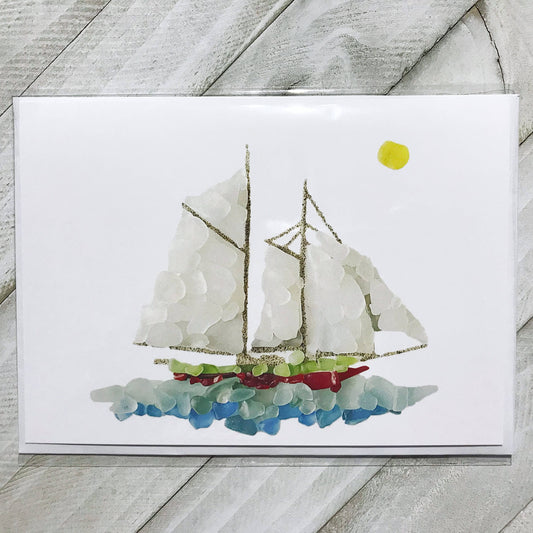 Sailboat Sea Glass greeting card, Sailboat, all occasion