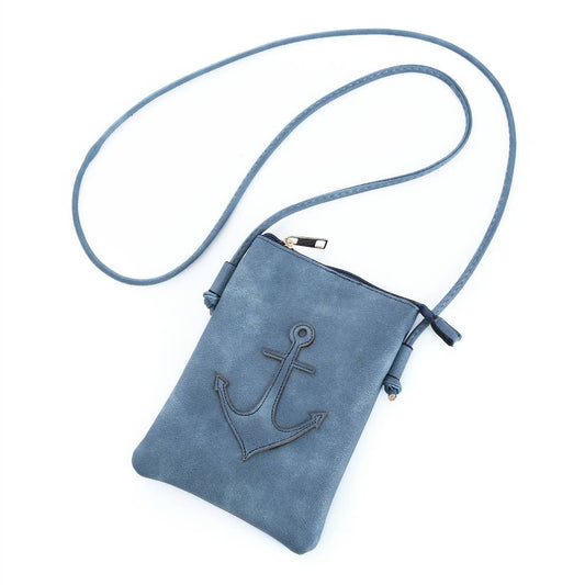 Big Anchor Crossbody Bag With Cellphone Pocket - Blue