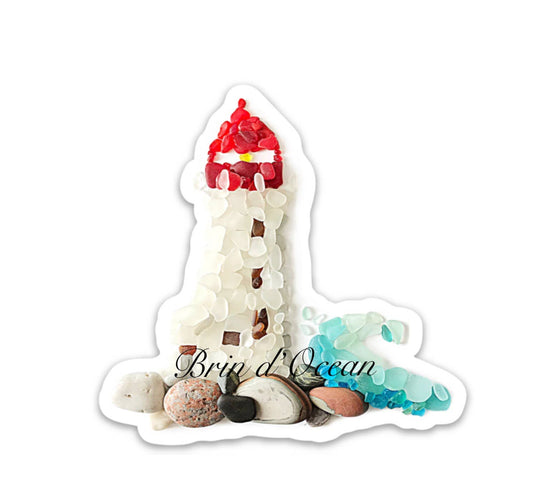 Waterproof Sticker, Sea Glass Lighthouse, Vinyl Sticker