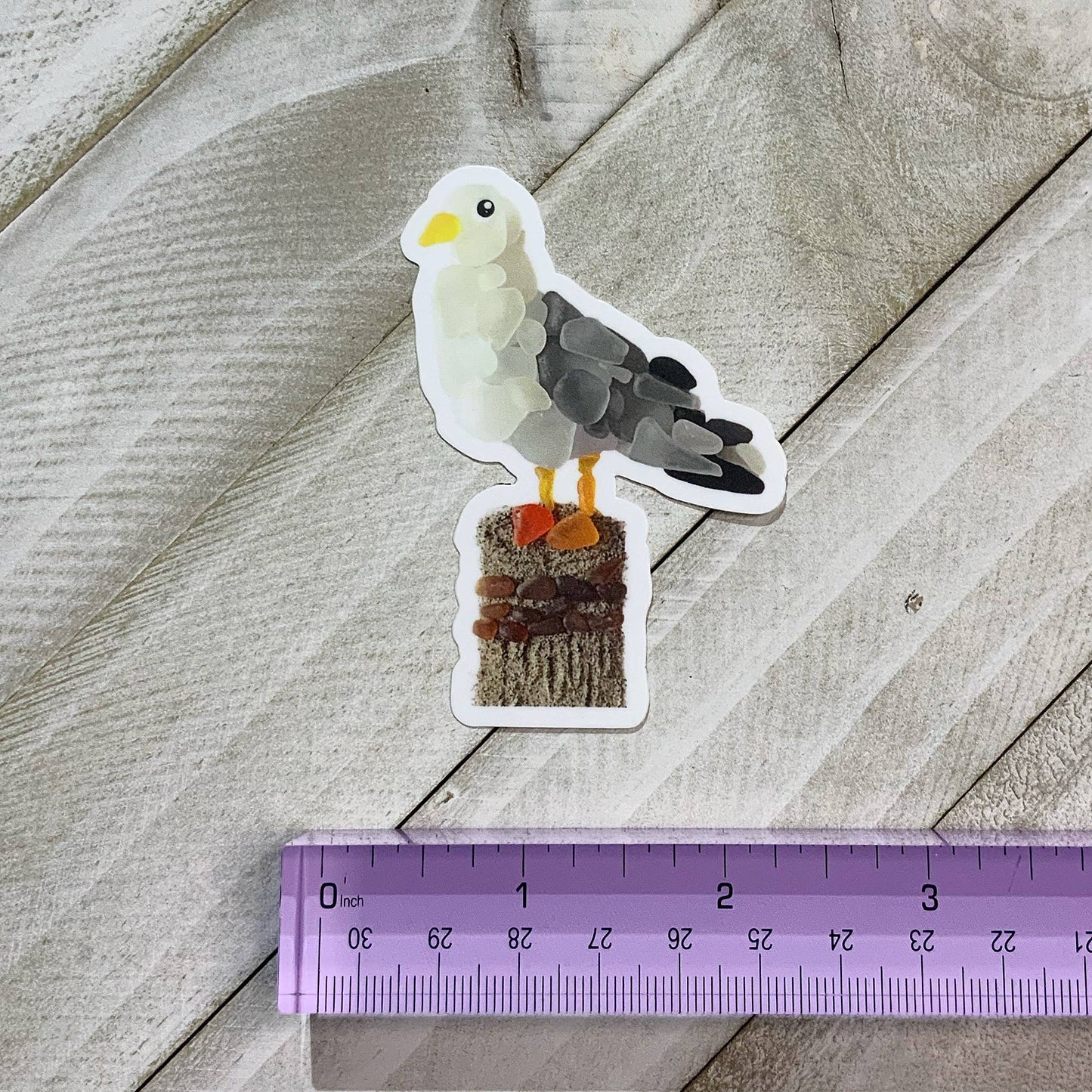 Waterproof Sticker, Sea Glass Seagull, Vinyl Sticker