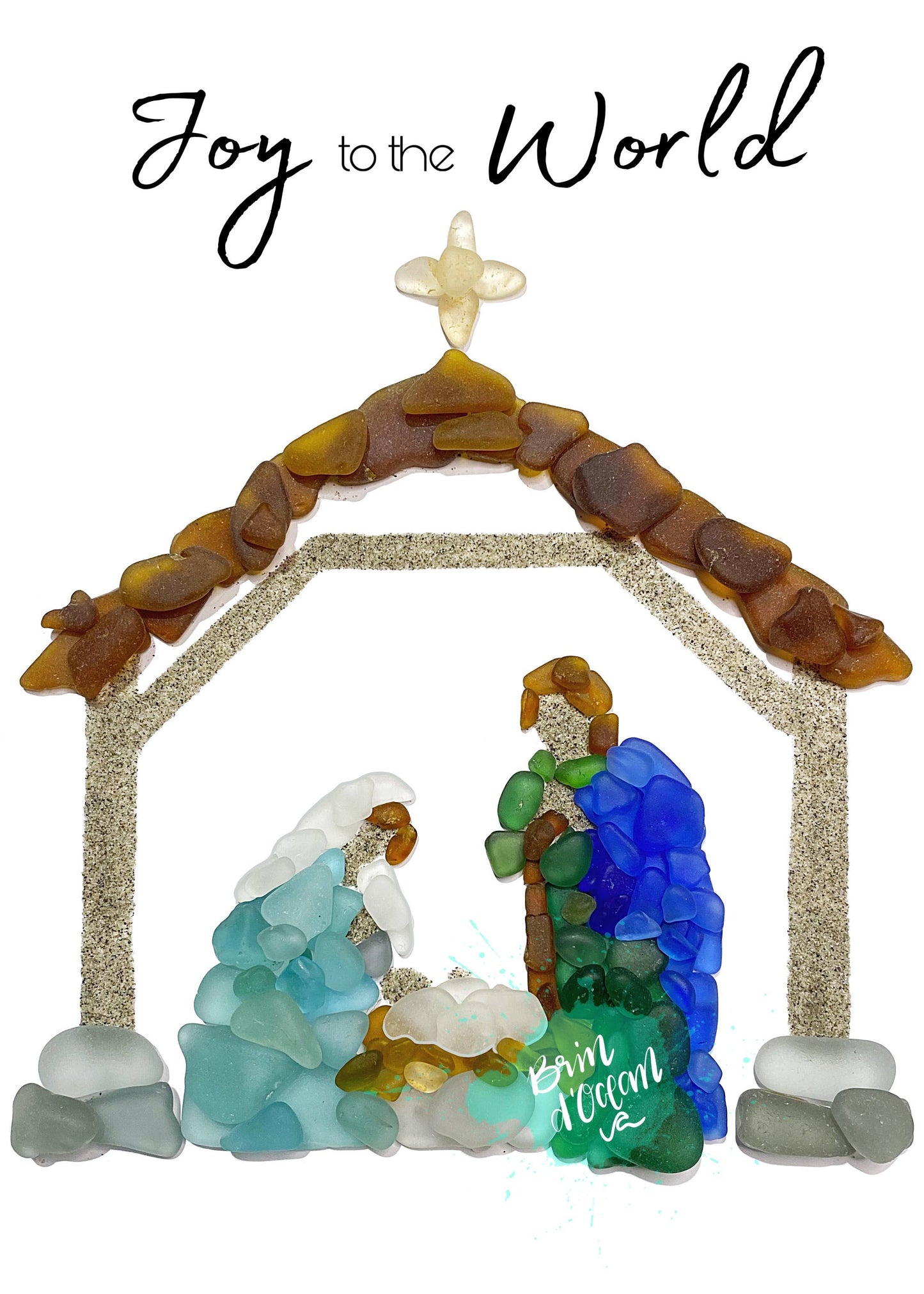 Sea Glass Christmas card, Christmas card, Nativity Scene