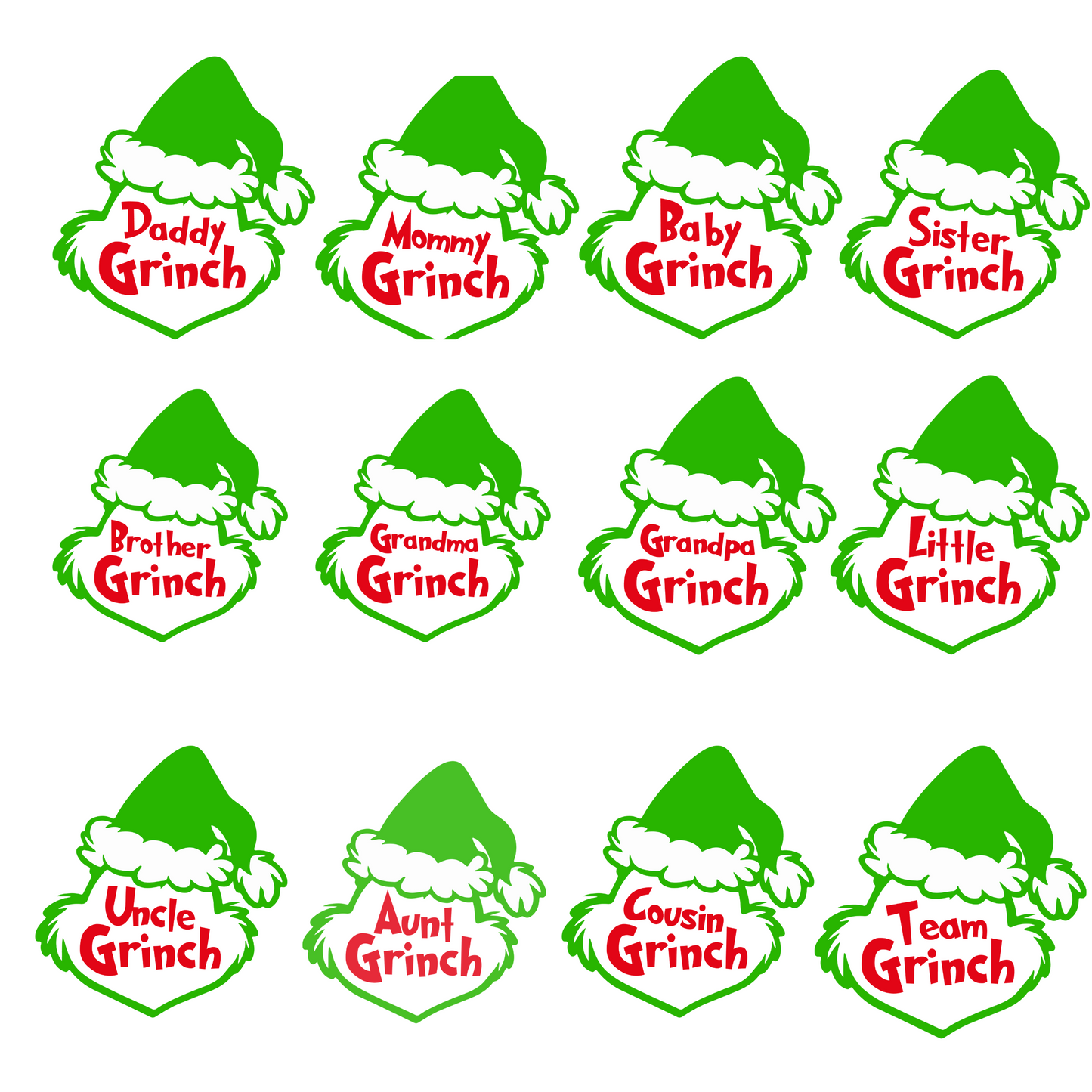 Grinch Extended Family Matching Tshirts NB-2XL