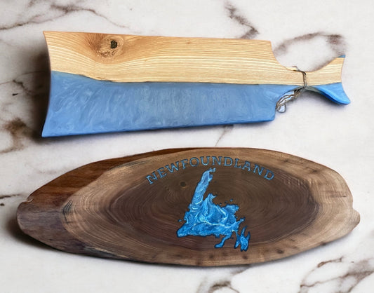 Handmade Charcuterie Board - Whale Tail & Newfoundland Map