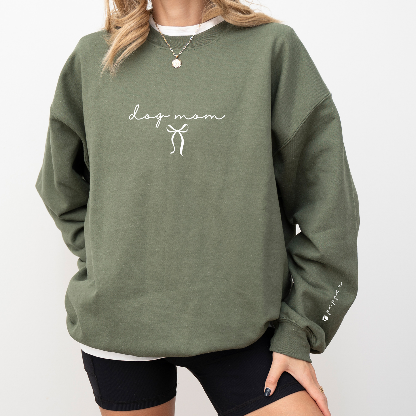 Embroidered Custom (PET MOM) Sweatshirt with Bow/Pet Names