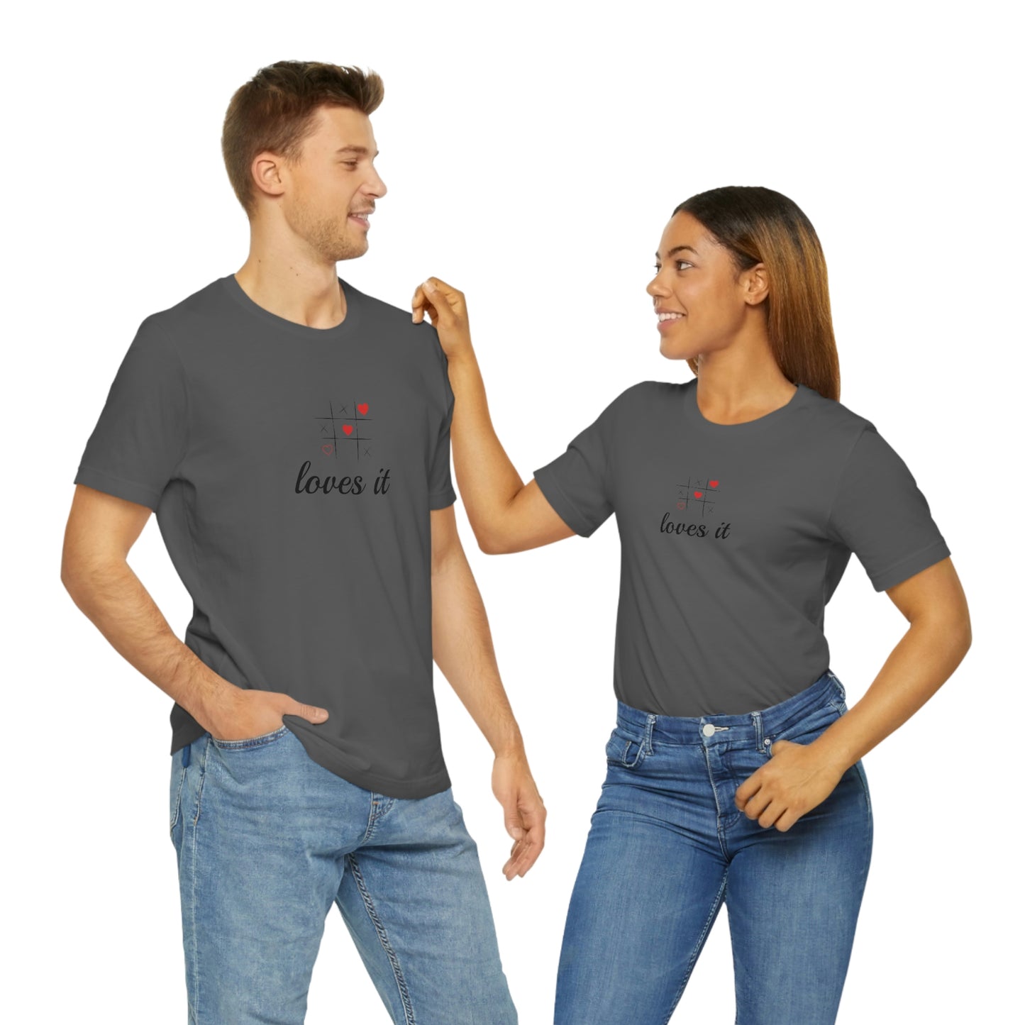 Unisex Loves It TIC TAC TOE Short Sleeve T-shirt 4 Colors / S- 3XL Great couples shirt