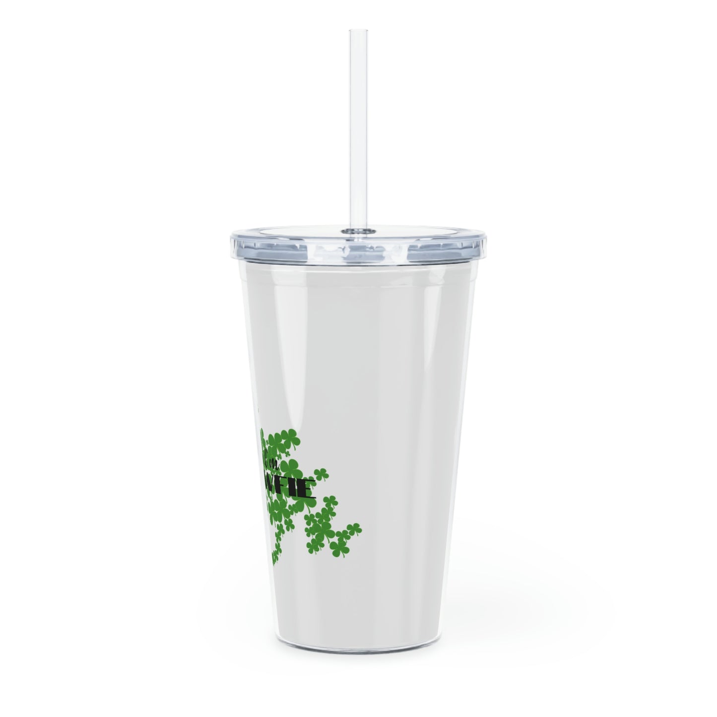 St. Patrick's Day Kiss Me I'm Newfie Plastic Tumbler with Straw 20oz