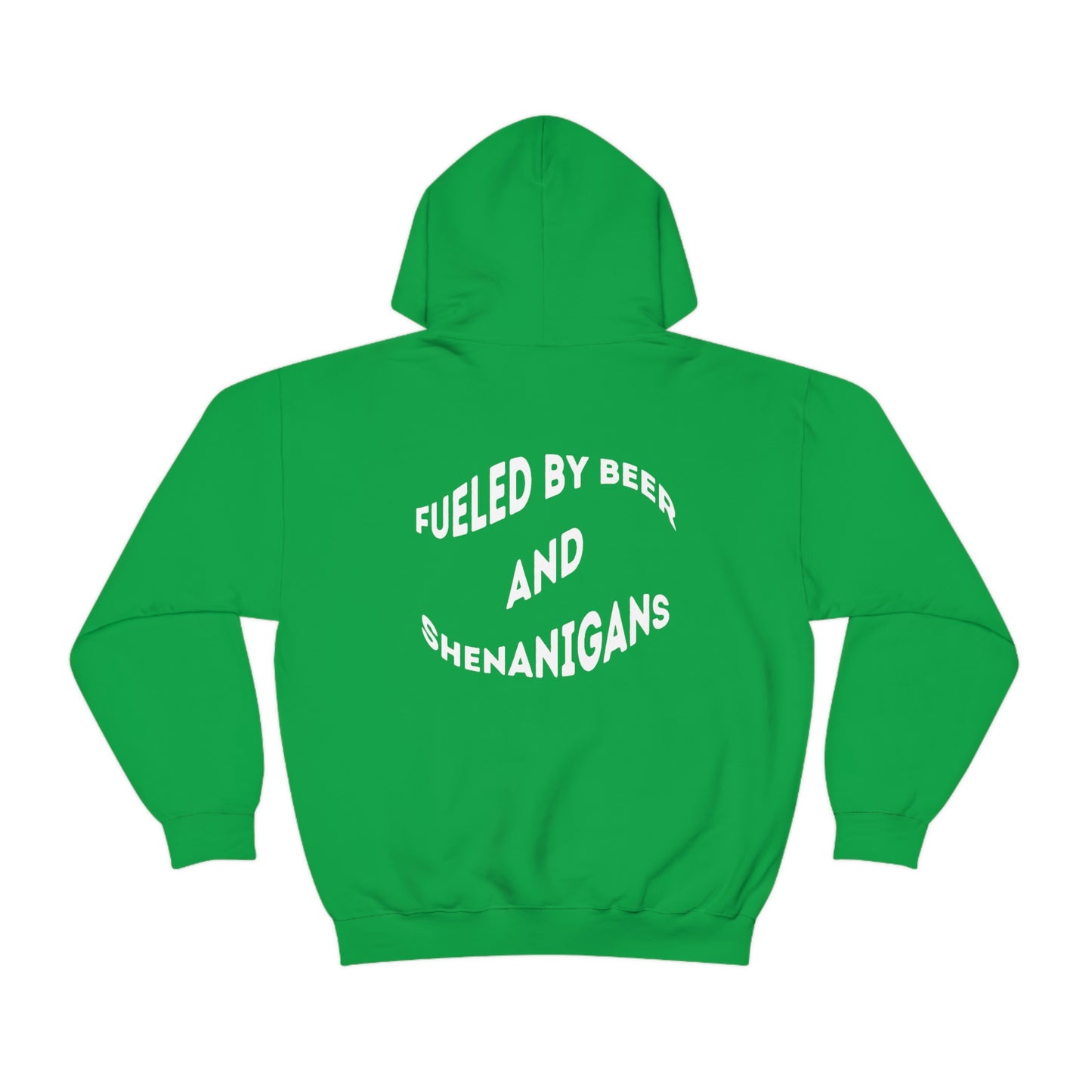 Fueled by Beer & Shenanigans Double Printed Hooded Sweatshirt S- 2XL